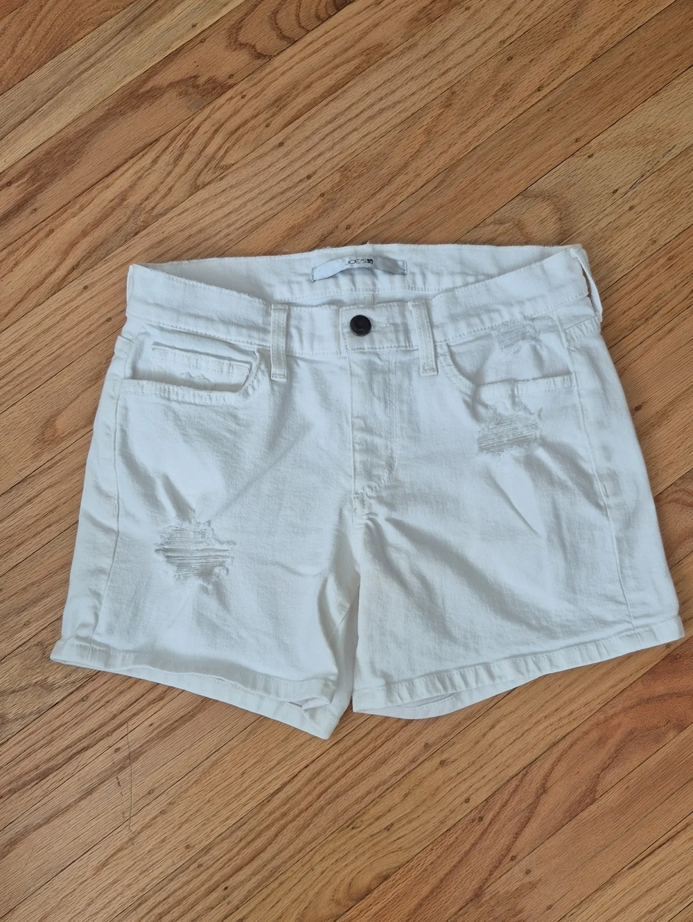 Joe's Women's White Distressed Jeans Stretch Denim Shorts Size 26